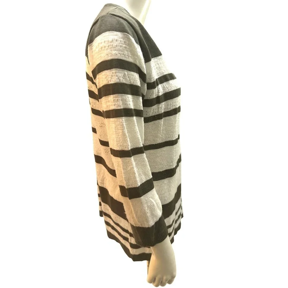 Christopher & Banks Womens Striped Cardigan Open Front Sweater M - Picture 2 of 8